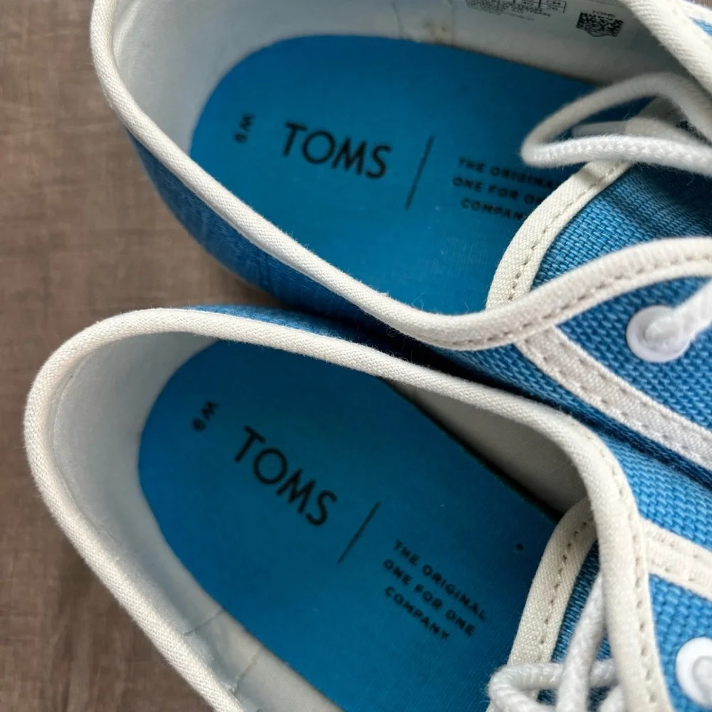 Toms Carmel Lifestyle Sneakers Blue Lace up Canvas Women's Size 9